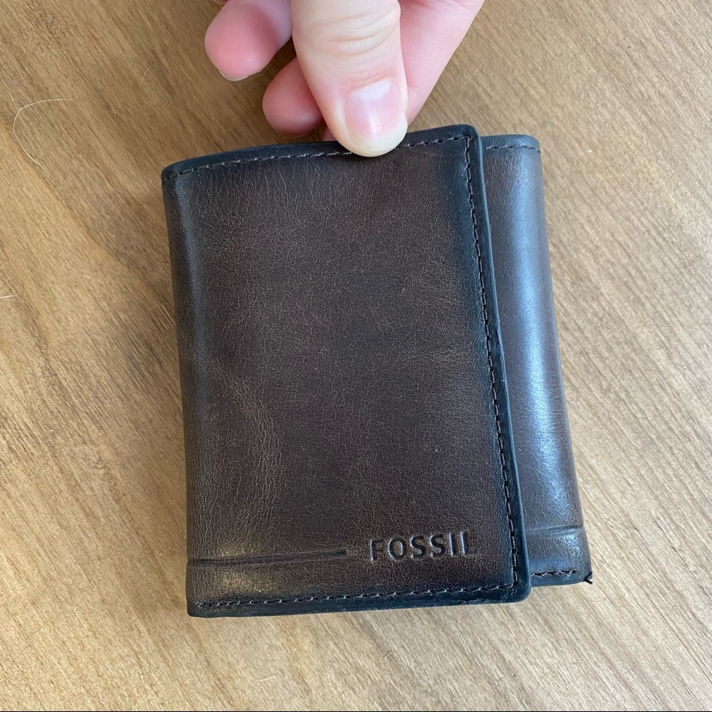 Fossil Trifold Wallet - Allen Dark Brown Leather